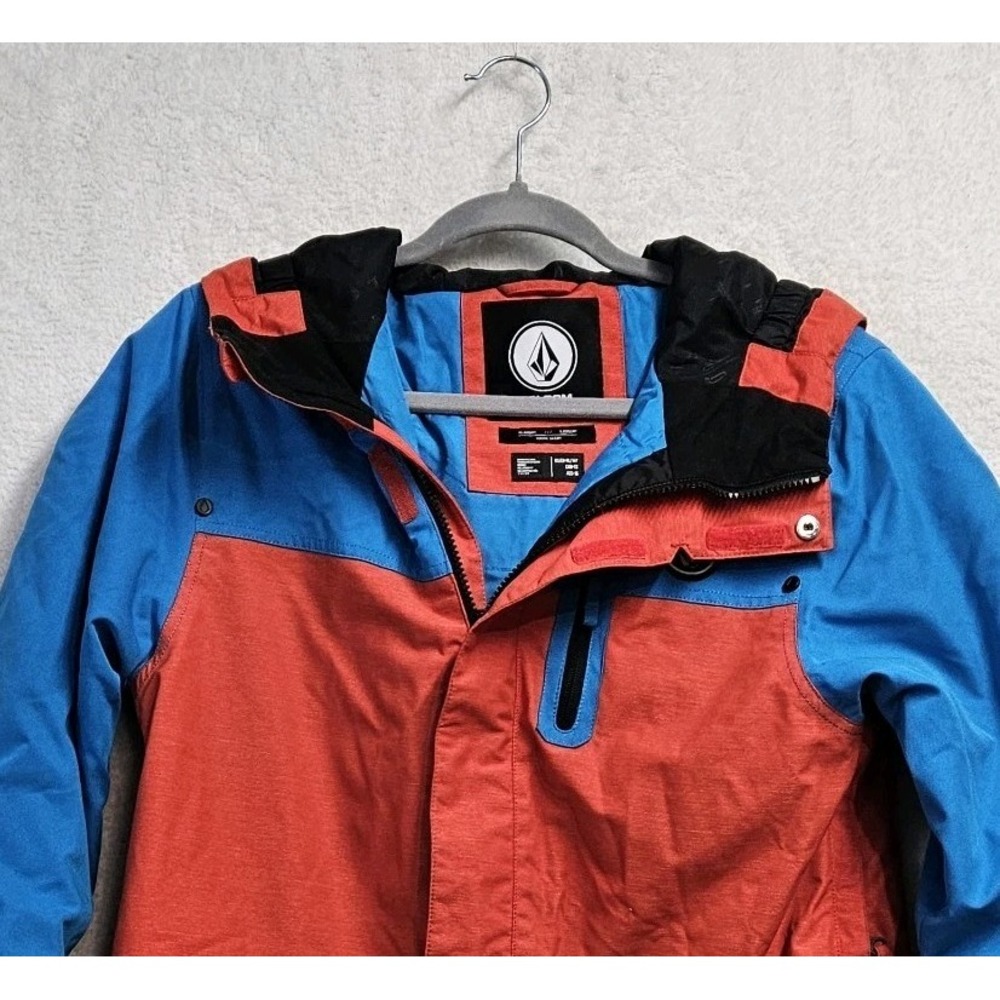 Volcom Snowboarding Ski Jacket Womens XL Red Blue Hooded Winter Coat 10k